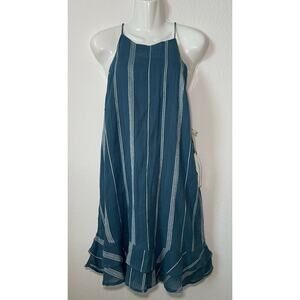 LAGACI NWT Blue & White Striped Beach Dress with Ruffle Hem Size - Large